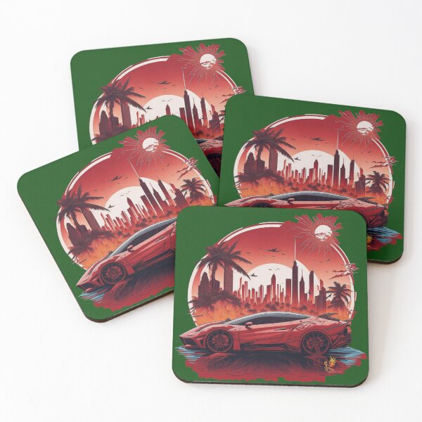 Item preview, Red Sports Car City Background (Dark Green) designed and sold by AmaziaCo.
