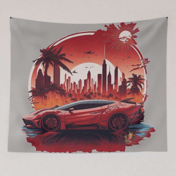 Item preview, Red Sports Car City Background (Grey) designed and sold by AmaziaCo.