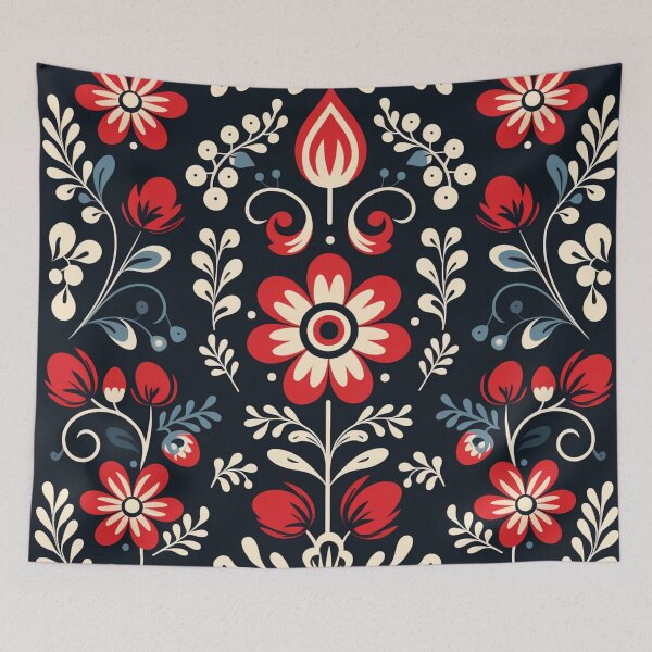 Item preview, Red, White and Black Flowery Pattern designed and sold by Quijote-.