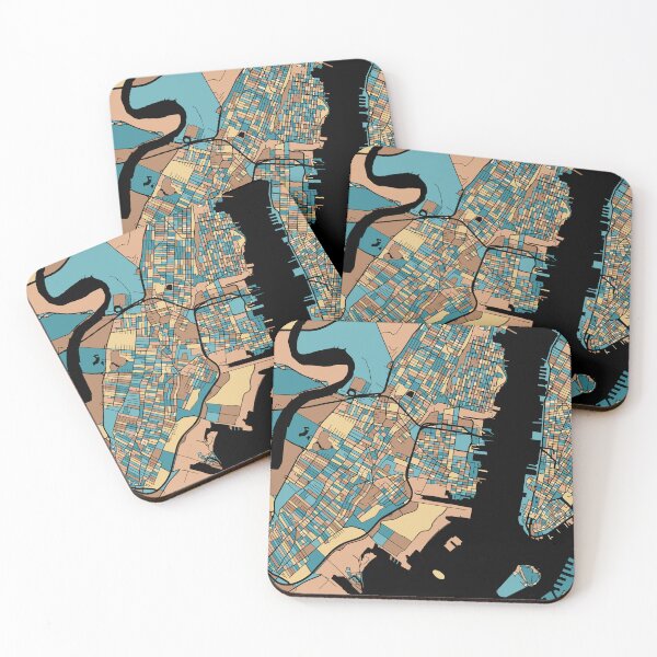 Item preview, Jersey City Map Pattern in Mid Century Pastel designed and sold by PatternMaps.