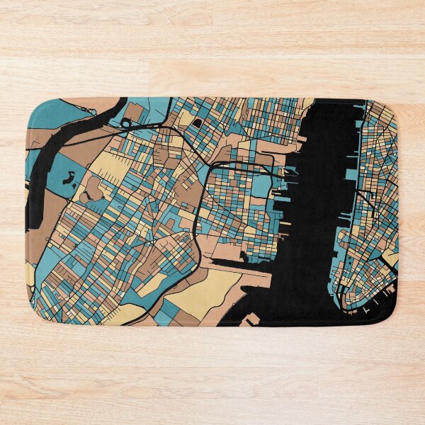 Item preview, Jersey City Map Pattern in Mid Century Pastel designed and sold by PatternMaps.