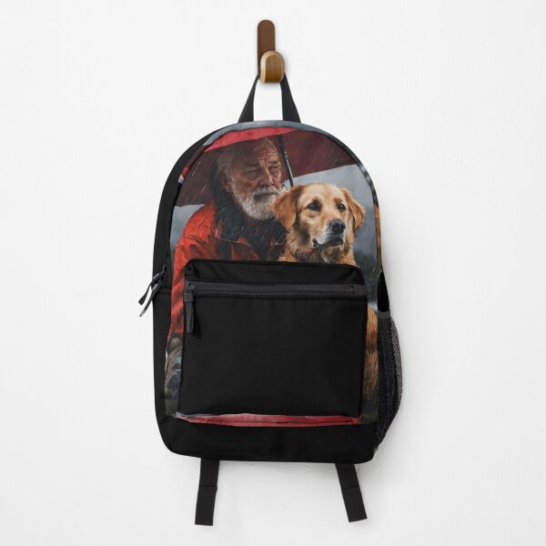 Item preview, Old Man with a Beard Holding his Dog Under a Red Umbrella designed and sold by KALEIDOSCOPE UK.