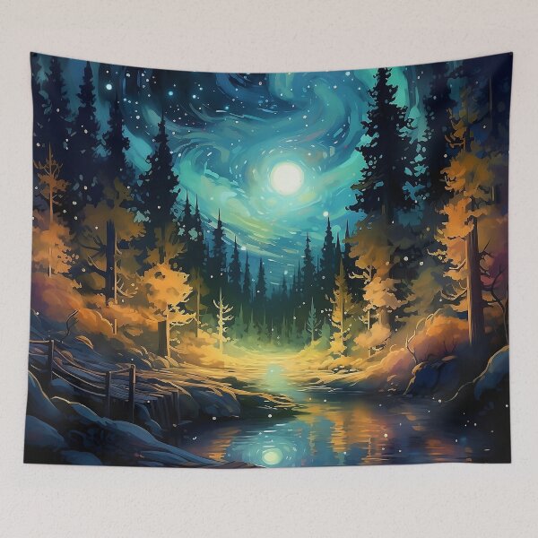 Item preview, Aurora in the forest at night. designed and sold by NikasIsland.