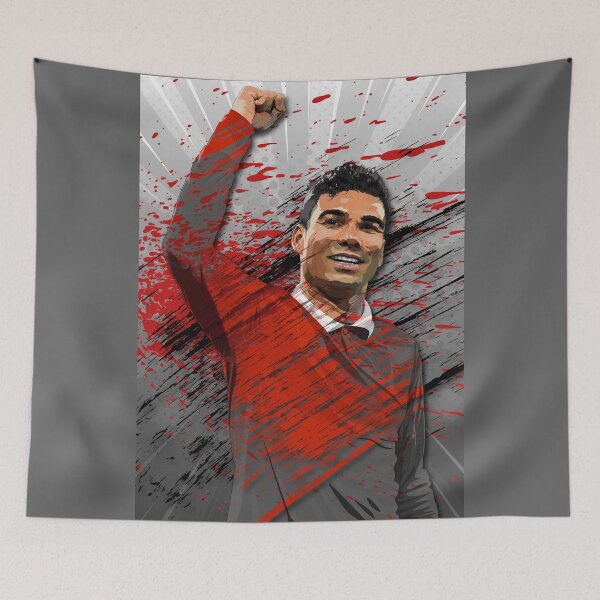 Item preview, Man Utd Casemiro Black and White Background Abstract Illustration Portrait designed and sold by VibesAndVision.