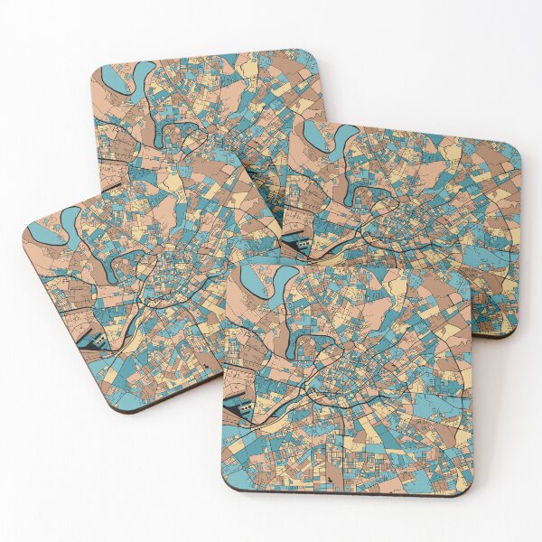 Item preview, Manchester Map Pattern in Mid Century Pastel designed and sold by PatternMaps.