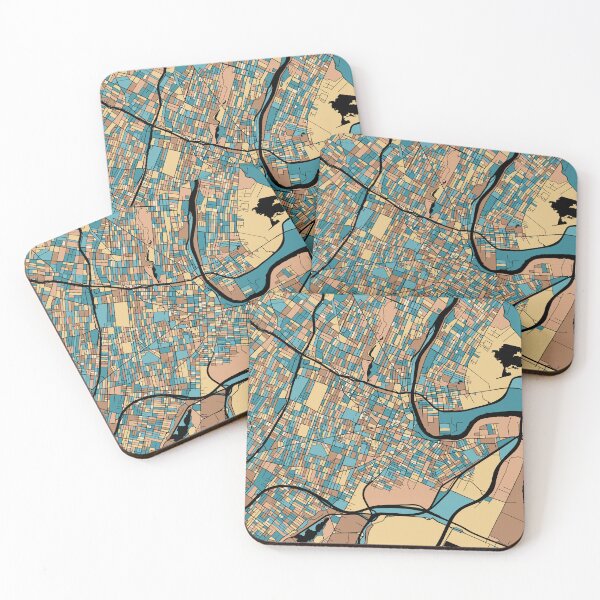 Item preview, Newark Map Pattern in Mid Century Pastel designed and sold by PatternMaps.