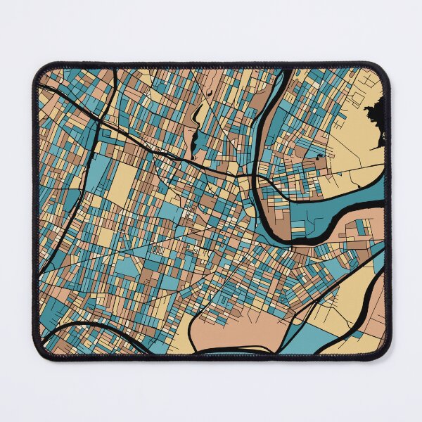 Item preview, Newark Map Pattern in Mid Century Pastel designed and sold by PatternMaps.