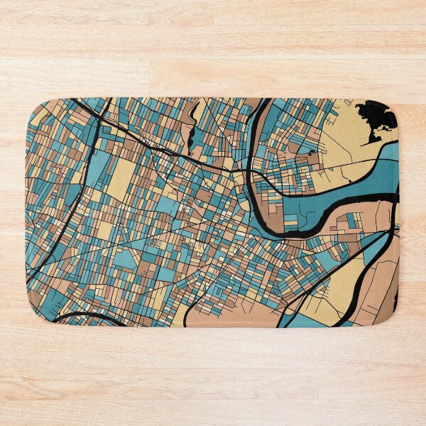 Item preview, Newark Map Pattern in Mid Century Pastel designed and sold by PatternMaps.