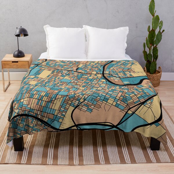 Item preview, Newark Map Pattern in Mid Century Pastel designed and sold by PatternMaps.