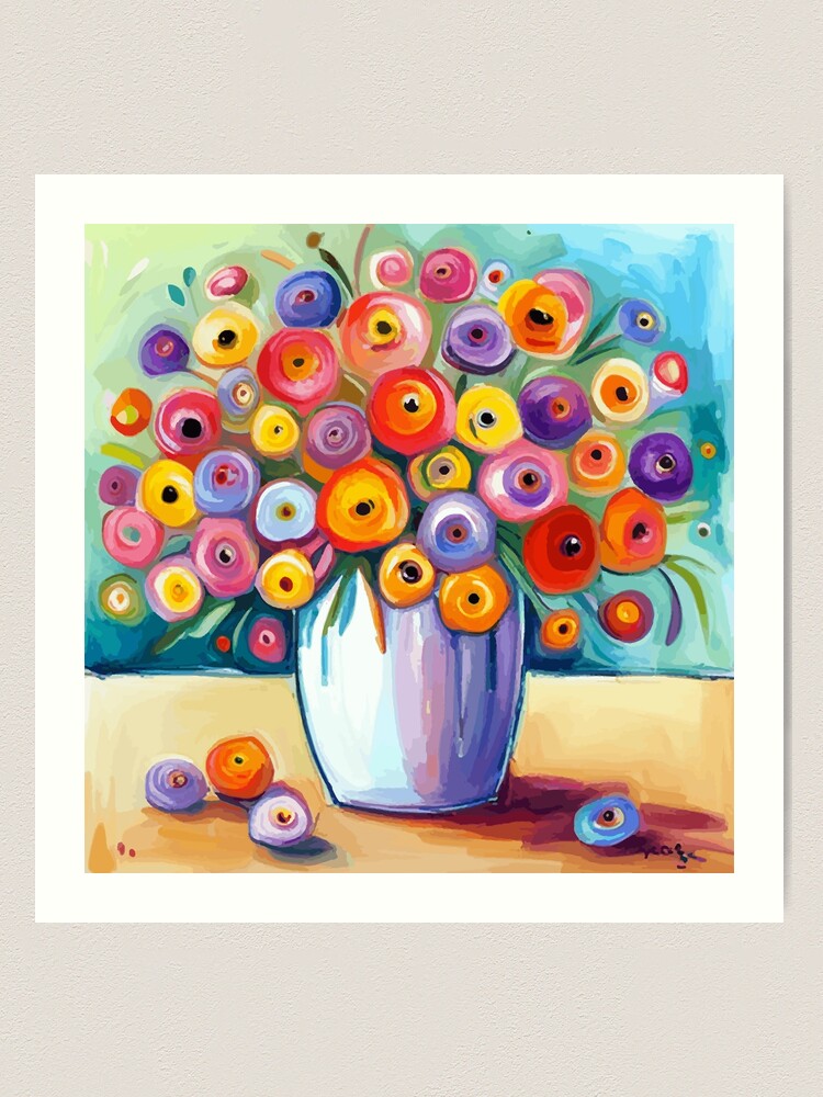 easy painting of flowers in a vase