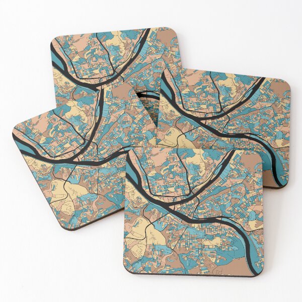 Item preview, Pittsburgh Map Pattern in Mid Century Pastel designed and sold by PatternMaps.