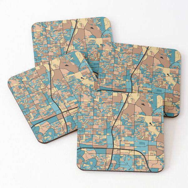 Item preview, Plano Map Pattern in Mid Century Pastel designed and sold by PatternMaps.