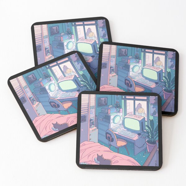 Item preview,  Retro 1980s anime japan chill room and cute cat designed and sold by SameeraDammeyer.
