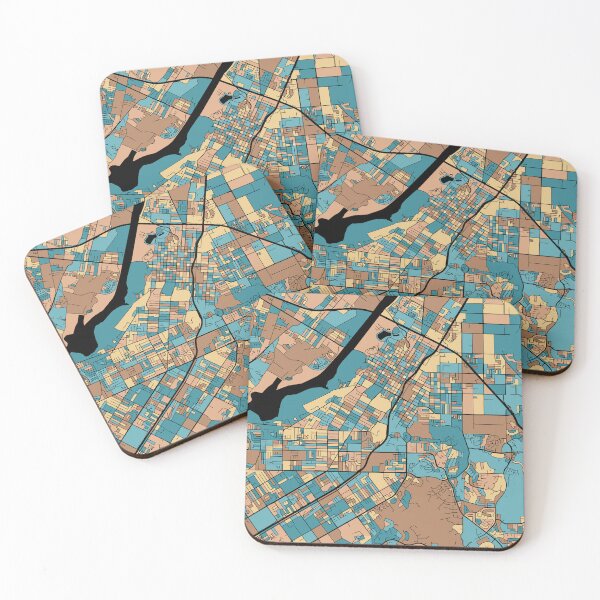 Item preview, Riverside Map Pattern in Mid Century Pastel designed and sold by PatternMaps.