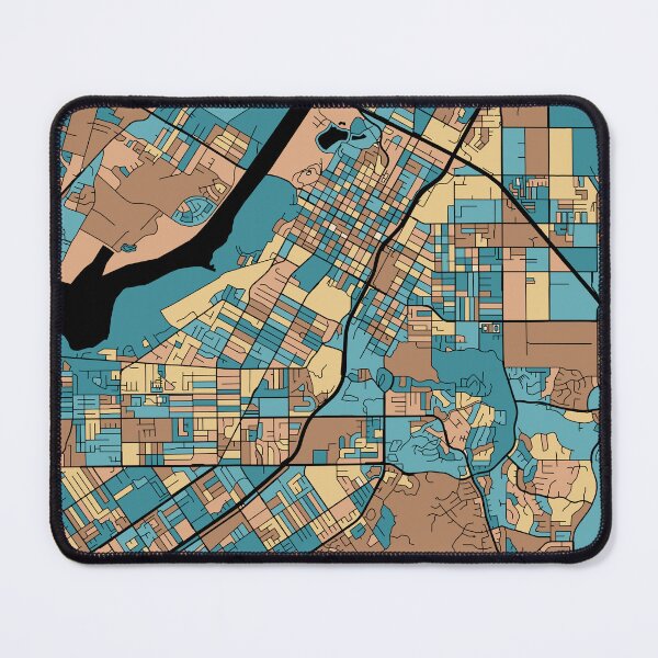 Item preview, Riverside Map Pattern in Mid Century Pastel designed and sold by PatternMaps.