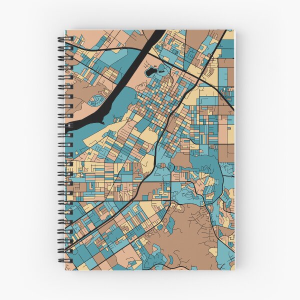 Item preview, Riverside Map Pattern in Mid Century Pastel designed and sold by PatternMaps.