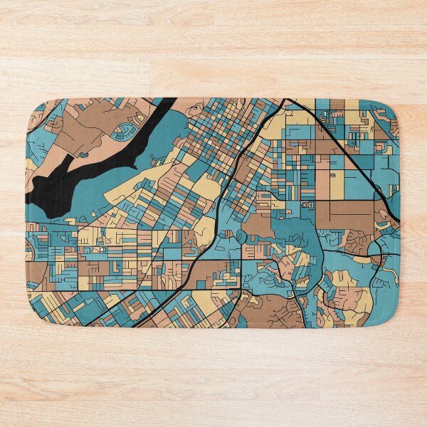 Item preview, Riverside Map Pattern in Mid Century Pastel designed and sold by PatternMaps.