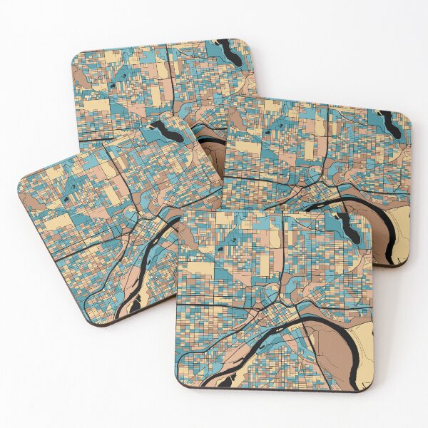 Item preview, Saint Paul Map Pattern in Mid Century Pastel designed and sold by PatternMaps.