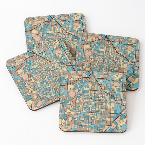 Item preview, Santa Ana Map Pattern in Mid Century Pastel designed and sold by PatternMaps.