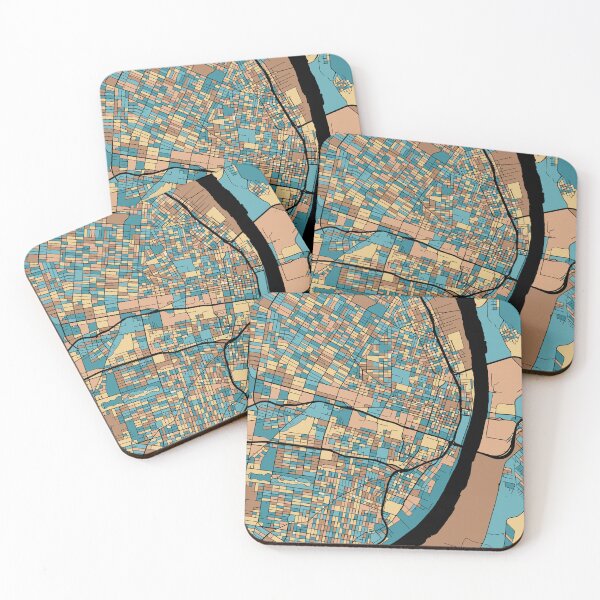 Item preview, St. Louis Map Pattern in Mid Century Pastel designed and sold by PatternMaps.