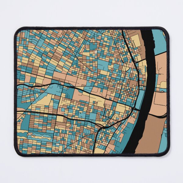 Item preview, St. Louis Map Pattern in Mid Century Pastel designed and sold by PatternMaps.