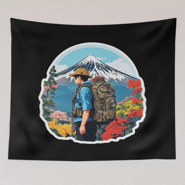 Item preview, Morning Backpacker Hiking on Beautiful Mount Fuji Japan designed and sold by Ridiculam Toga.