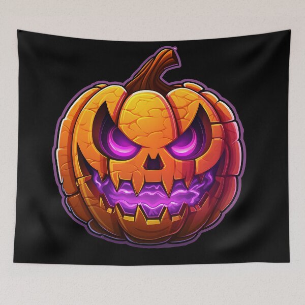 Item preview, neon pumpkin face designed and sold by Wickystickers.