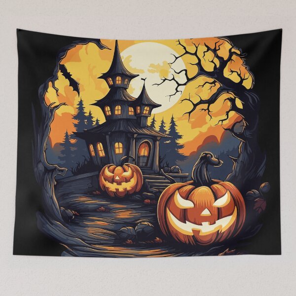 Item preview, Scary Pumpkin Scene Halloween Classic designed and sold by LuizLentini.