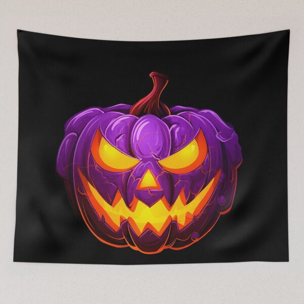 Item preview, purple neon pumpkin face  designed and sold by Wickystickers.