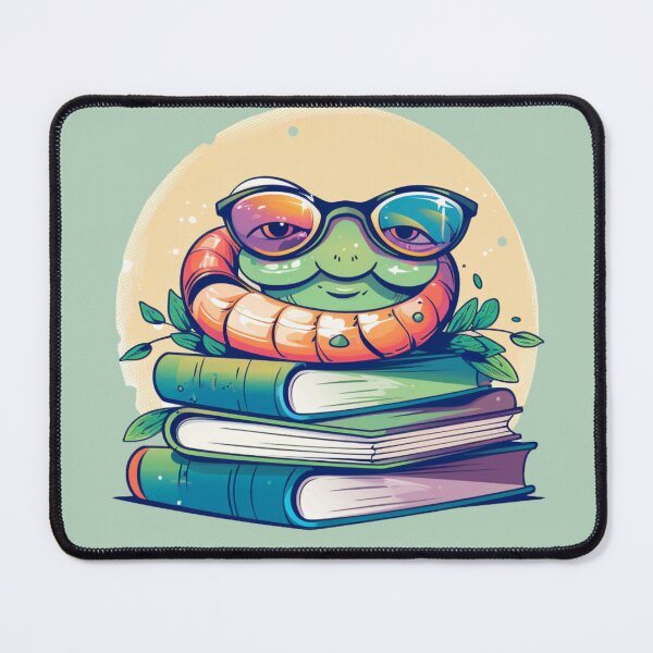 Item preview, A bookworm with glasses on a pile of his favorite books designed and sold by EllavonGnatz.