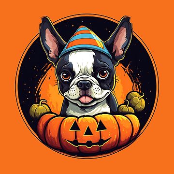 Halloween Funny Cute Boston Terrier Dog Inside Pumpkin Sticker for Sale by  HealthyHappyYou