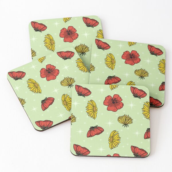 Item preview, flowers stars, poppy aster, summer spring, seemless pattern designed and sold by liny-art.