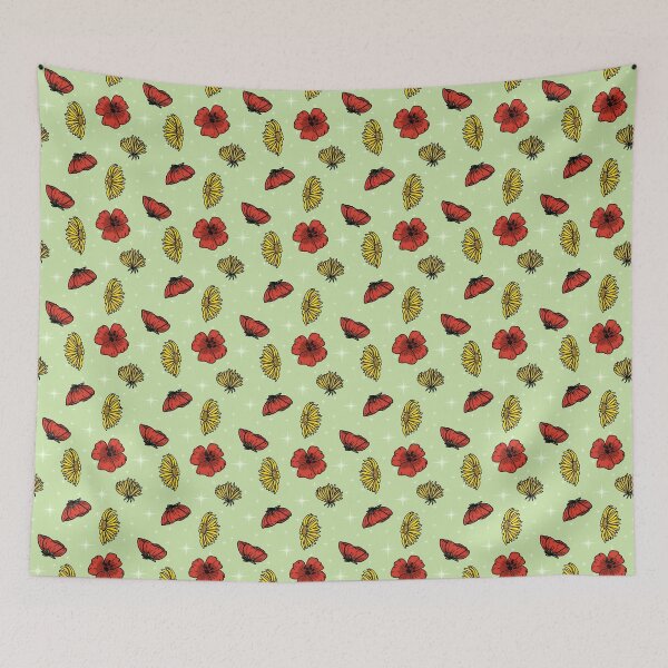 Item preview, flowers stars, poppy aster, summer spring, seemless pattern designed and sold by liny-art.