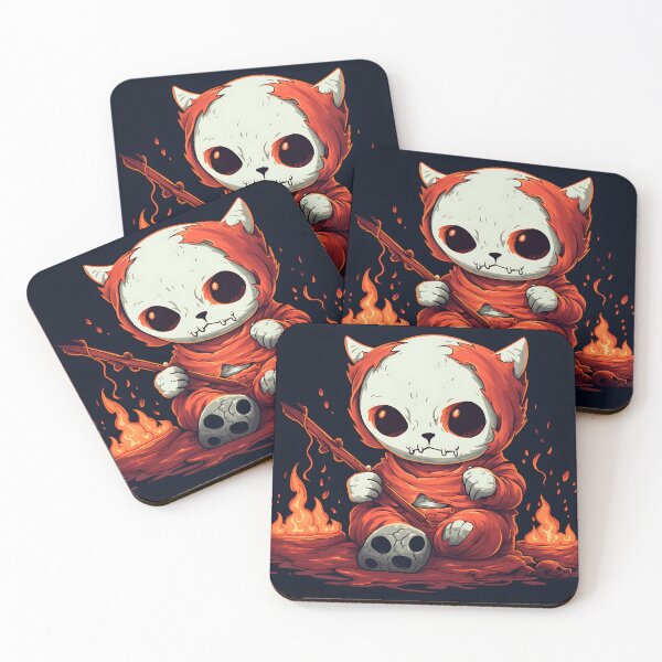 Item preview, a cat with a skull and knitting on it designed and sold by ArtisimoStudio.