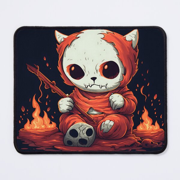 Item preview, a cat with a skull and knitting on it designed and sold by ArtisimoStudio.