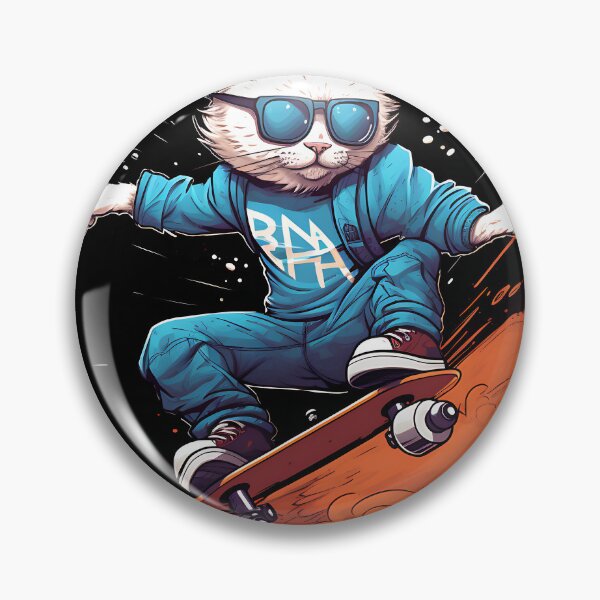 Item preview, white cat is riding a skateboard designed and sold by ArtisimoStudio.
