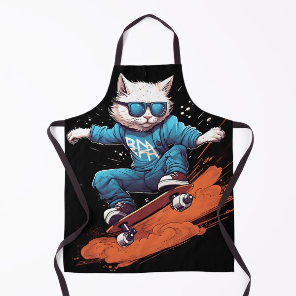 Item preview, white cat is riding a skateboard designed and sold by ArtisimoStudio.