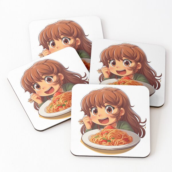 Item preview, Girl eating spaghetti with brown hair  designed and sold by Socool101.