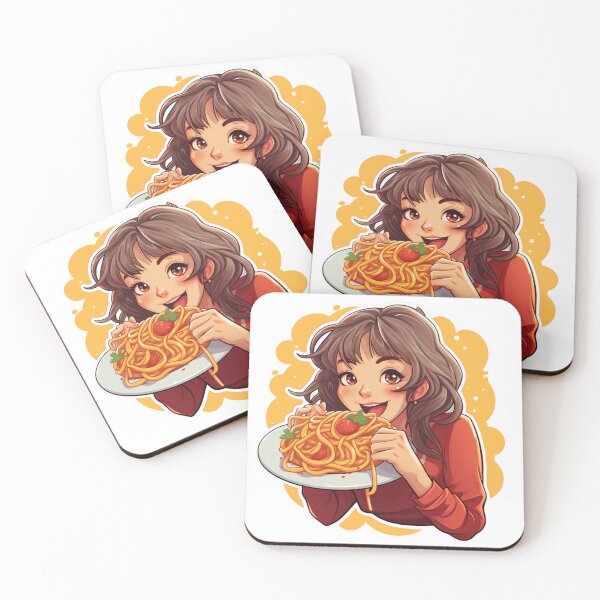 Item preview, Girl eating spaghetti with on plate  designed and sold by Socool101.