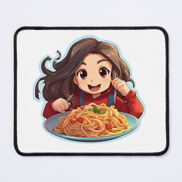 Item preview, Girl eating spaghetti on blue designed and sold by Socool101.