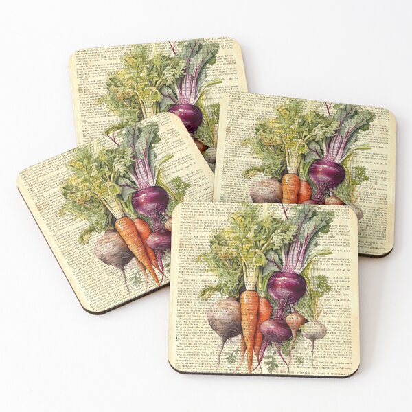 Item preview,  Botanical print, on old book page - vegetable bouquet designed and sold by Art by Lilia.