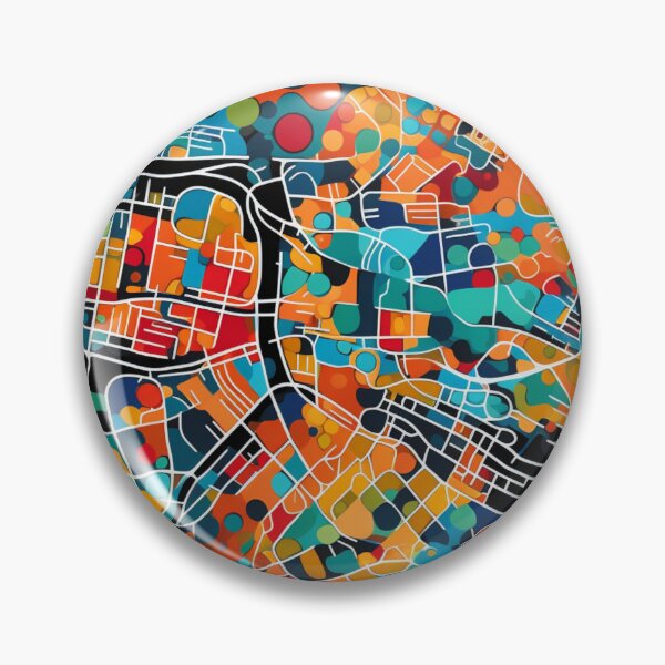 Item preview, Colorful fantasy pattern orange blue red green turquoise yellow black ornament city map designed and sold by G-M-Designs.
