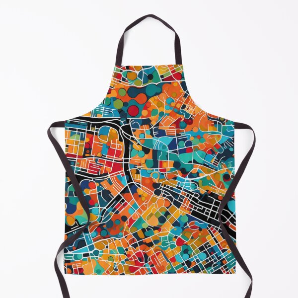 Item preview, Colorful fantasy pattern orange blue red green turquoise yellow black ornament city map designed and sold by G-M-Designs.