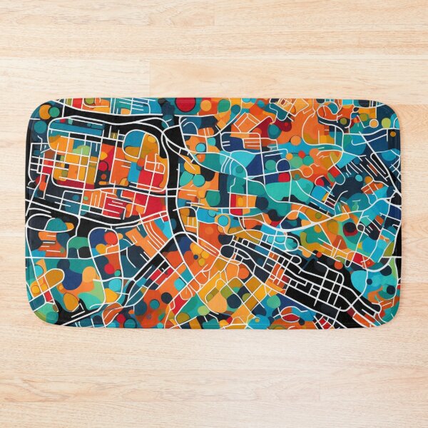 Item preview, Colorful fantasy pattern orange blue red green turquoise yellow black ornament city map designed and sold by G-M-Designs.
