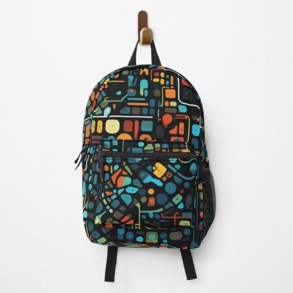 Item preview, Colorful fantasy pattern orange blue red green turquoise yellow black ornament city map designed and sold by G-M-Designs.