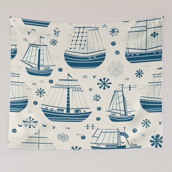 Item preview, Navy boat pattern designed and sold by DiveIntoDesigns.