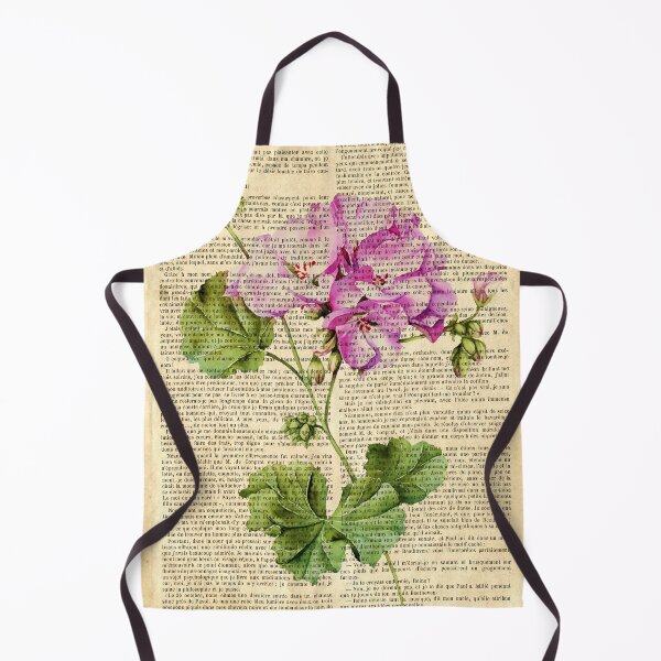 Item preview,  Botanical print, on old book page - pink geranium designed and sold by Art by Lilia.