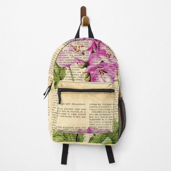 Item preview, Botanical print, on old book page - pink geranium designed and sold by Art by Lilia.