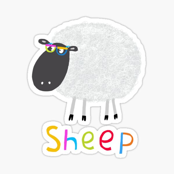 Sheep With Colourful Text By Irish Artist Carla Daly Sticker