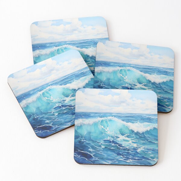Item preview, Serene Watercolor Ocean Waves Illustration - 4 designed and sold by ShreyaaArts.